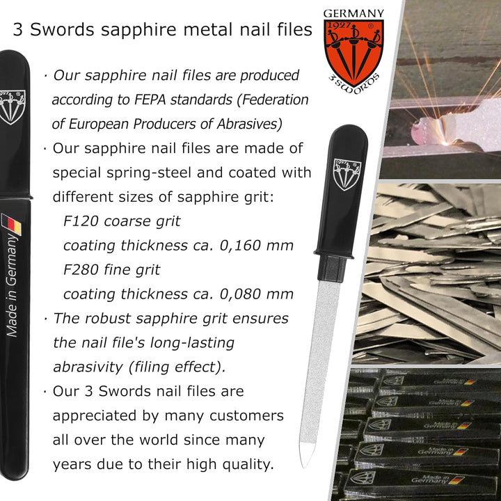 - Brand Quality Double Sided (Fine & Coarse) Sapphire Metal Pocket Nail File (1 Piece), Made in Solingen Germany