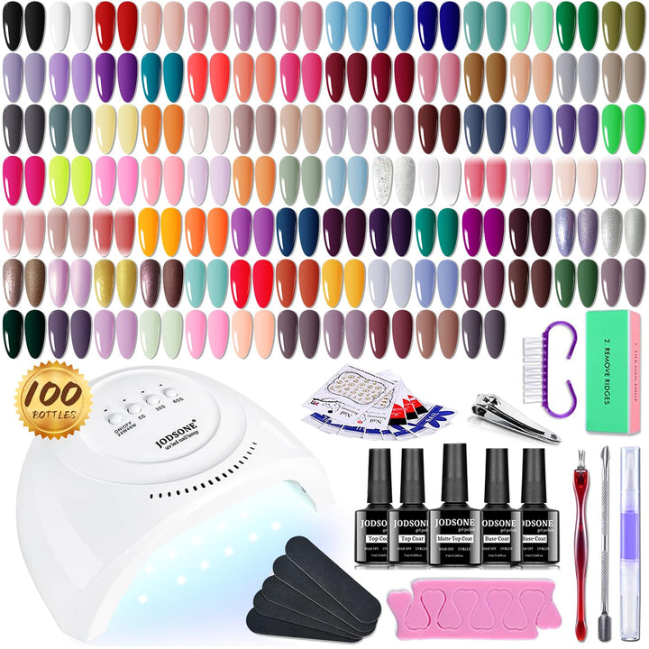 60 PCS Gel Nail Polish Set with 5 Bottles of Base and Glossy Matte Top Coat Soak off Gel Nail Set Suitable for All Seasons Gifts