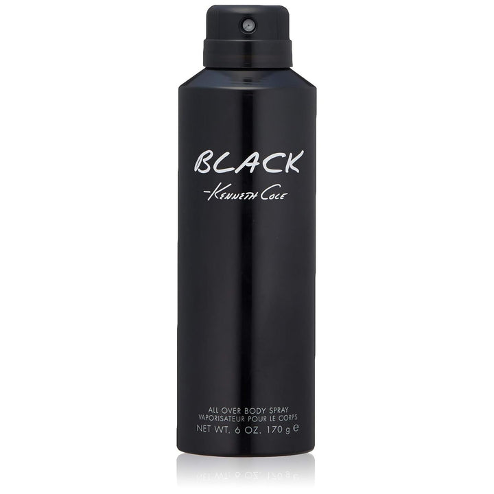 Kenneth Cole Black All over Body Spray for Men, Aromatic Woody Fragrance, Notes of Watermint, Mandarin, Cedar, and Musk, Long-Lasting Cologne, 6.0 Fl. Oz