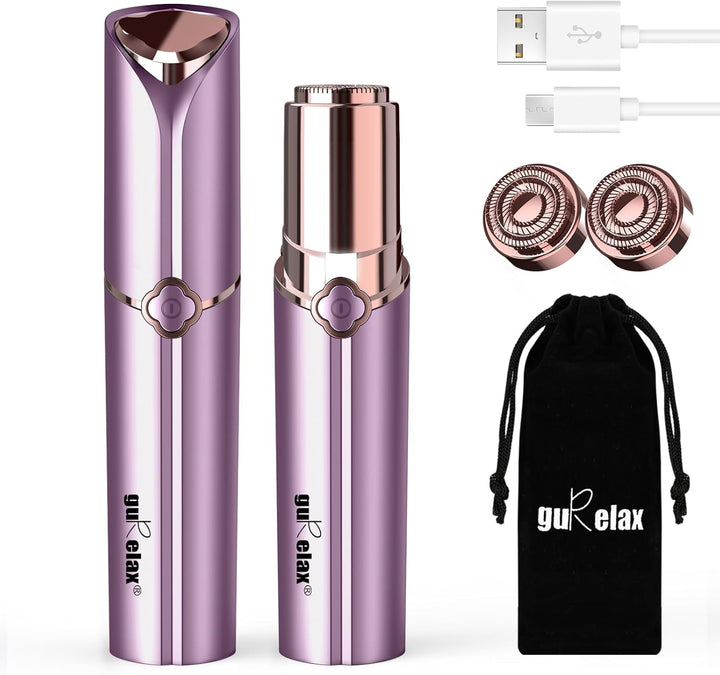 Facial Hair Removal for Women, Electric Painless Rechargeable Facial Hair Remover for Face, Lip, Chin with 2 X Replacement Heads