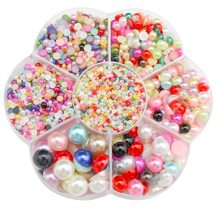 5800 Pcs Half Pearls for Crafts, Flatback Pearls for Artwork Making, DIY Rhinestones Accessory Nail Art, Face Gems Jewels Flat Back Craft Pearls - White