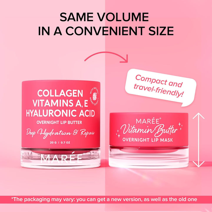 Lip Mask Overnight - Lip Moisturizer for Very Dry Lips - Hydrating Lip Butter Balm with Hyaluronic Acid & Collagen - Overnight Lip Treatment - Lip Sleeping Mask Repair - Hidratante De Labios