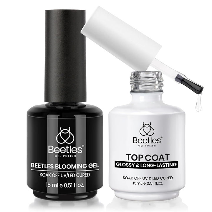 Beetles 2Pcs 15Ml Gel Base and Top Coat Set - Upgrade No Wipe Extra Glossy Top Coat Finish for Gel Nail Polish, Soak off UV/LED Lamp Needed, Essentials for Long-Lasting Manicure Halloween Kit