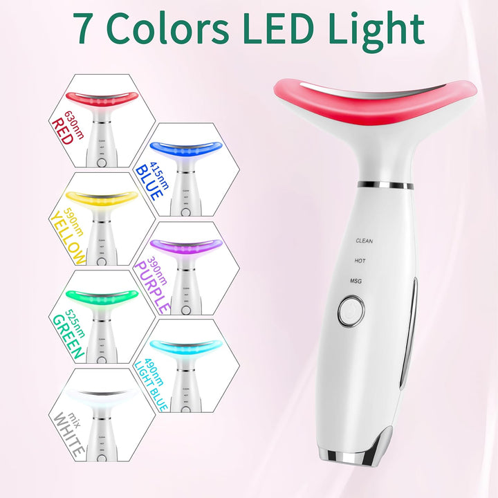 7 Color True Beauty Glow Facial Massager, Red-Light-Therapy Wand for Facial Skin Care, Vibrating Massager for Face and Neck, Galvanic Facial Machine, Lymphatic Drainage Massager Face
