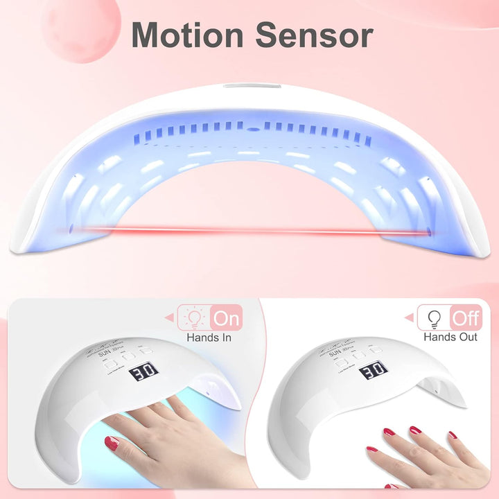 Gel UV LED Nail Polish Lamp,  Nail Dryer 40W LED Light with 3 Timers Professional for Nail Art Tools Accessories White