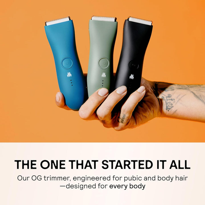 the Trimmer Original - Body Hair Trimmer for Men, Electric Shaver for Pubic Hair, Chest, Legs & Bikini, Waterproof & Rechargeable, Sage