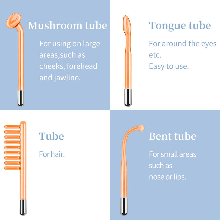 High Frequency Facial Machine -  Portable Handheld High Frequency Facial Skin Wand Machine with 4 Different Tubes