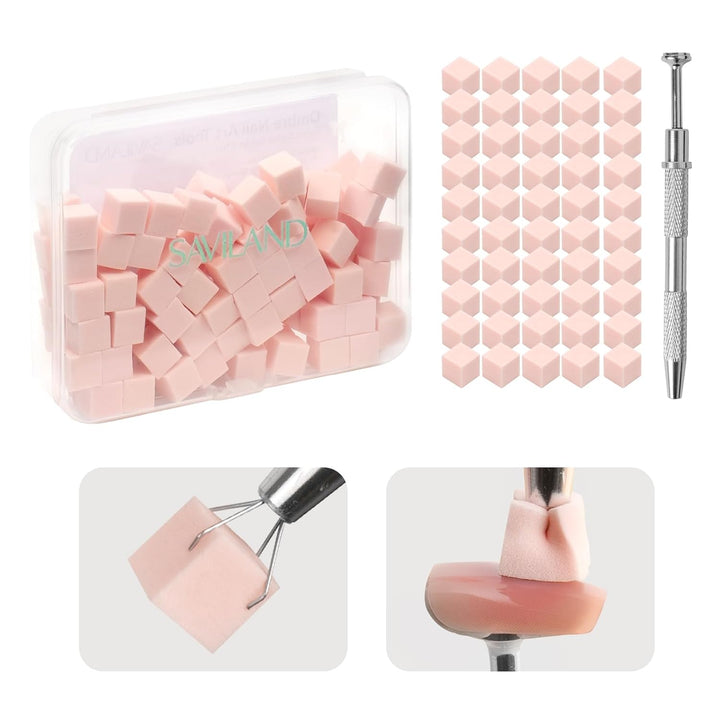 100PCS Nail Sponges for Ombre: Nail Art Sponges with Storage Box Grabbing Pen Ombre Nail Sponge Gradient Nail Tools Aura Nails Ombre Nail Brush Accessories Supplies Home DIY Nail Art Salon