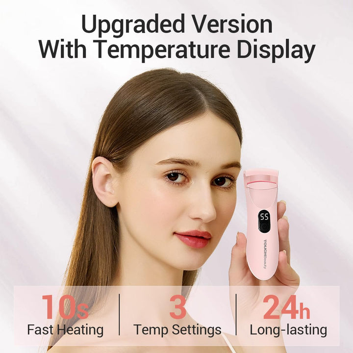 Rechargeable Heated Eyelash Curler with LED Display, Featuring 3-Level Adjustable Temperature for a Natural, Long-Lasting Curl (Up to 24 Hours) Ag-2316-Pink