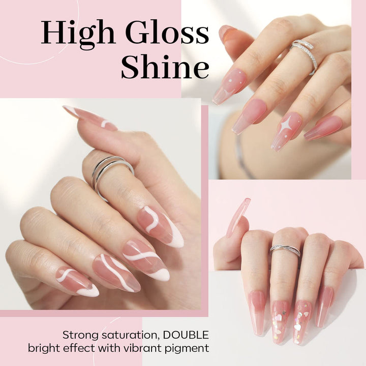 Pink Gel Nail Polish, Jelly Nude Pink Gel Polish French Tip Base Colors Translucent Soak off U V Soap Nails for Nail Art Manicure at Home 15ML
