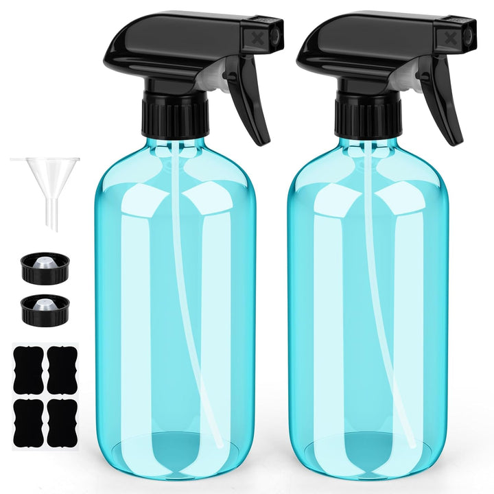 Glass Spray Bottle, Amber Glass Spray Bottle Set & Accessories Refillable for Plants Window Cleaners Aromatherapy Facial Hydration Watering Flowers Hair Care (2 Pack/16 Oz) (Amber)