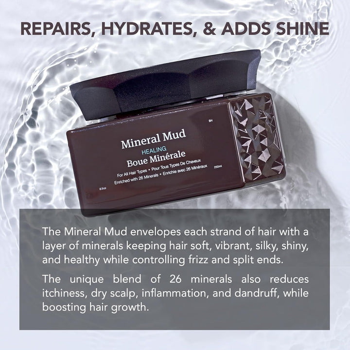 Mineral Mud Hair Mask, Deep Healing Hair Treatment for Dry, Damaged, Bleached, Color-Treated Hair and Scalp, Sulfate-Free, Paraben-Free, Repairs, Hydrates and Adds Shine