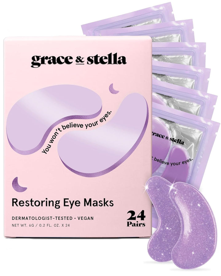 under Eye Mask Variety Pack - 18 Pairs of under Eye Patches for Dark Circles - with 6 Colors (3 Pairs/Color) - Gel Masks Puffy Eyes for Women - Vegan Cruelty Free Bridesmaid Gifts
