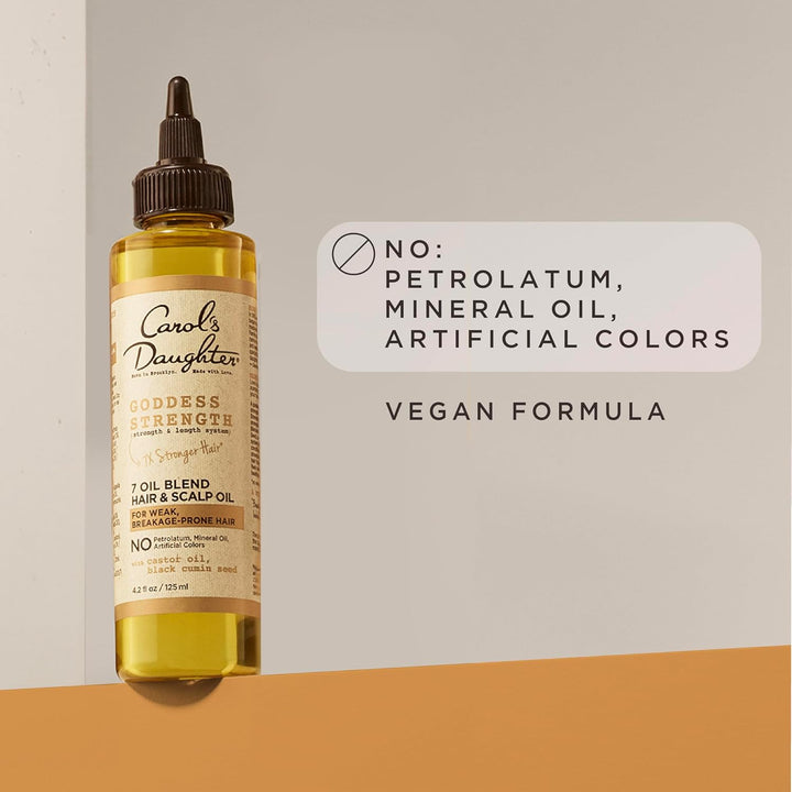 Goddess Strength 7 Oil Blend Scalp and Hair Oil for Waves, Coils and Curls, Hair Treatment with Castor Oil, 4.2 Fl Oz