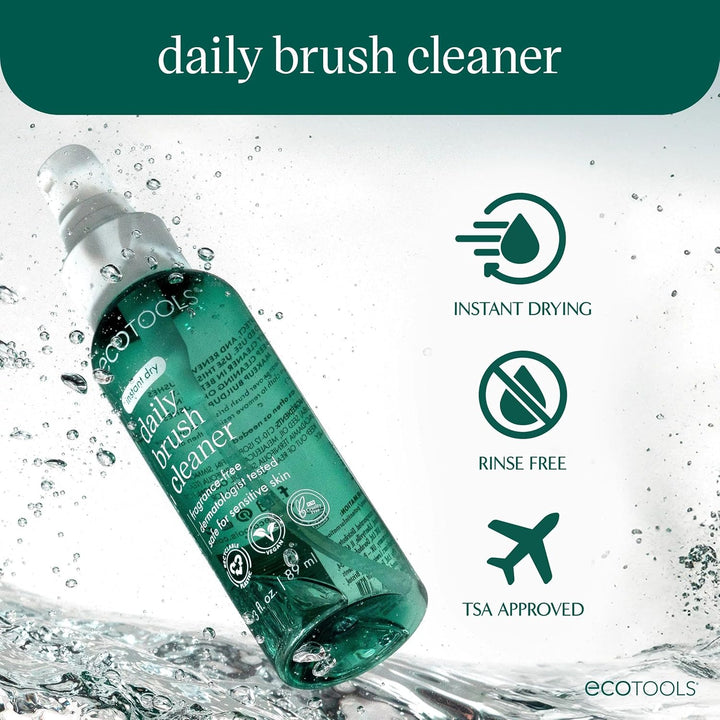 Daily Makeup Brush Cleanser Spray, Quick Drying, Fragrance Free & Dermatologist Tested, Travel Size, TSA Approved, Cruelty-Free & Vegan 3 Fl Oz./89 Ml. Bottle