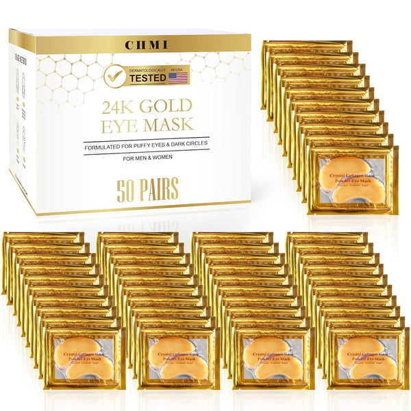 under Eye Patches (50 Pairs) - 24K Gold Eye Patches for Puffy Eyes, Dark Circles, Eyebags and Wrinkles, Collagen Skin Care Products, Beauty & Personal Care