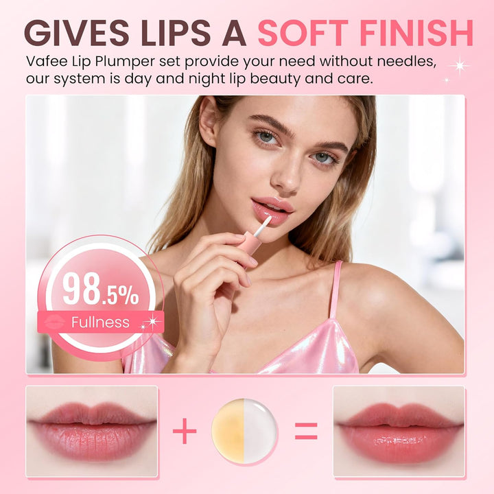 DEROL Lip Plumper by , Natural Lip Plumper and Lip Care Serum, Lip Enhancer for Fuller, Lip Mask, Beautiful Fuller, Hydrating & Reduce Fine Lines 5.5ML (Day& Night)