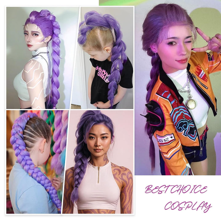 Long Purple Braiding Hair 30 Inch, Pre Stretched Synthetic Braiding Hair for Braids,2 Packs Purple Rumi Hair Extensions for Stage Party Halloween Costume Cosplay