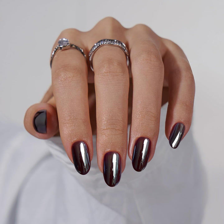 French Tip Press on Nails Almond - Black Press on Nails Short, Glue on Nails for Women Gift, Supremely Fit Natural Reusable Stick on Nails in 16 Sizes - 32 Fake Nails Kit, Black French