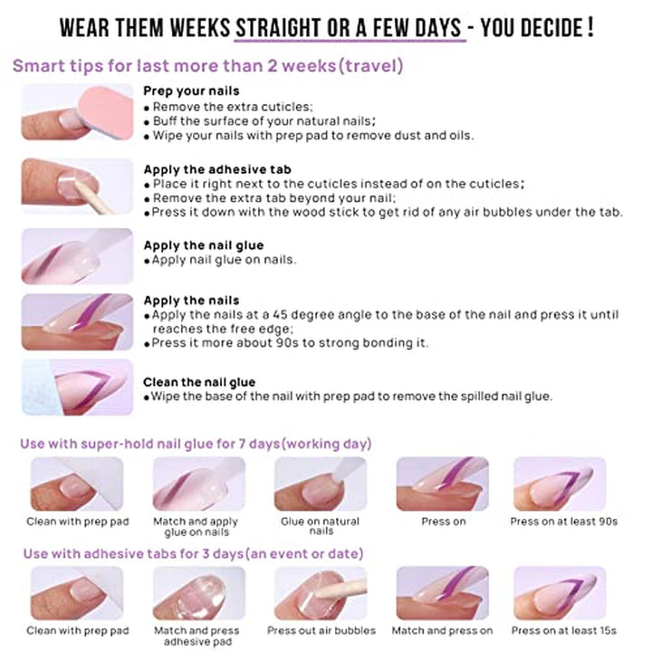 French Tip Press on Nails Almond - Black Press on Nails Short, Glue on Nails for Women Gift, Supremely Fit Natural Reusable Stick on Nails in 16 Sizes - 32 Fake Nails Kit, Black French