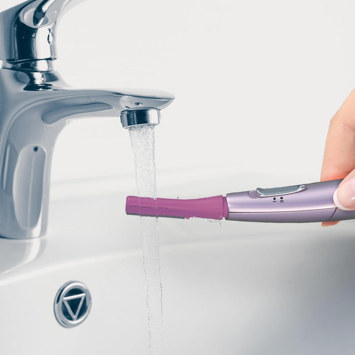 Women’S Facial Hair Remover and Eyebrow Trimmer with Pivoting Head, Includes 2 Gentle Blades for Brow and Face and 2 Eyebrow Trim Attachments, Battery-Operated – ES2113PC