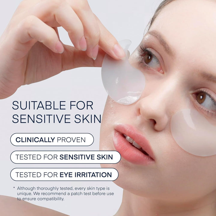under Eye Patches for Dark Circles - 60 Korean Hydrogel Masks for Puffiness, Bags with Caffeine, Hyaluronic Acid, Niacinamide - Undereye Brightening, Hydrating, Anti-Wrinkle & Cooling