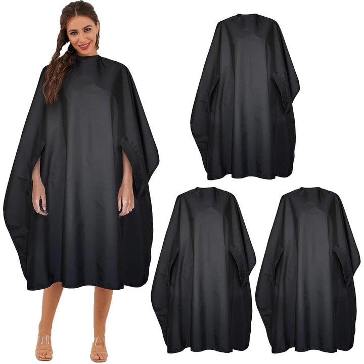 Black Waterproof Hair Salon Cape Professional Barber Cape with Metal Snap Closure Hair Cutting Cape (Black-5 Pack)