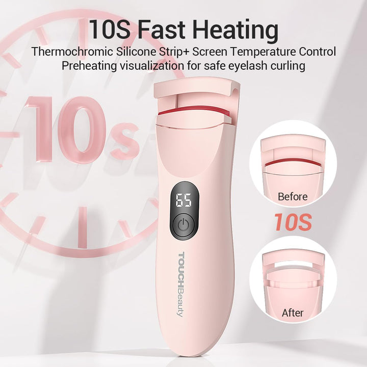 Rechargeable Heated Eyelash Curler with LED Display, Featuring 3-Level Adjustable Temperature for a Natural, Long-Lasting Curl (Up to 24 Hours) Ag-2316-Pink