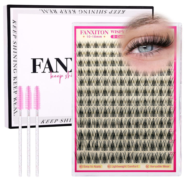 DIY Lash Extension Kit Volume Lash Clusters 40D+50D D Curvature Individual Lashes Lash Clusters Kit Thick Eyelash Extension Kit 280 Pcs Thin Band Cluster Lashes Lash Bond and Seal Tweezers