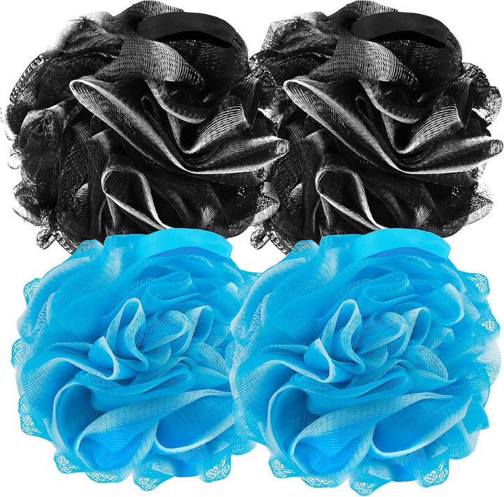 Bath Loofah Sponge Body Scrubber Shower Sponge Exfoliating Mesh Pouf Shower Ball Bath Sponges for Women and Men Bathing Accessories (4Pack 50G Colorful)