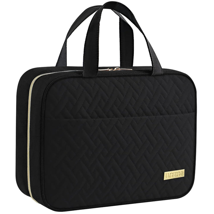 Travel Toiletry Bag W/Hanging Hook - Spacious Toiletry Bag Essentials for Women & Men, Makeup Bag/Big Comparment, Waterproof for Travel Accessories, Medium, Black