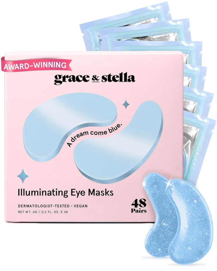 Award Winning under Eye Mask - Travel Essentials - Birthday Gifts for Women - Gel Eye Patches for Dark Circles, Puffy Eyes, Wrinkles, Undereye Bags - Vegan Self Care (48 Pairs, Gold)