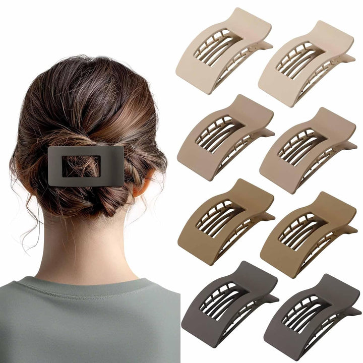 8 Pack French Flat Hair Clips for Women – Large Matte No-Slip Claw Clips for Thick & Thin Hair, Strong Hold Styling Barrettes Accessories (Neutral)