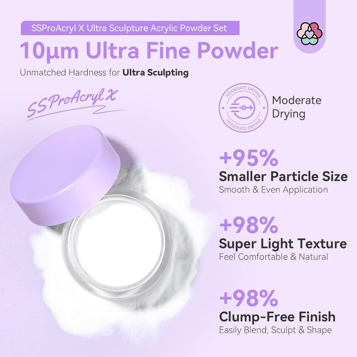 Ultra-Smooth Clear Acrylic Powder: Keratin Professional Acrylic Nail Powder Ultra Sculpture Tech for 3D Carving Nail Extension Tech Salon Studio Manicure