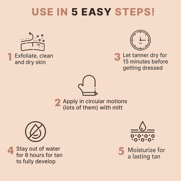 Self Tanner Mousse - USA Made with Natural & Organic Ingredients, Self Tanning Mousse for Dark Fake Tan, Sunless Tanner, Clear & Non Toxic Tanning Foam for Streak Free Finish & Natural Glow