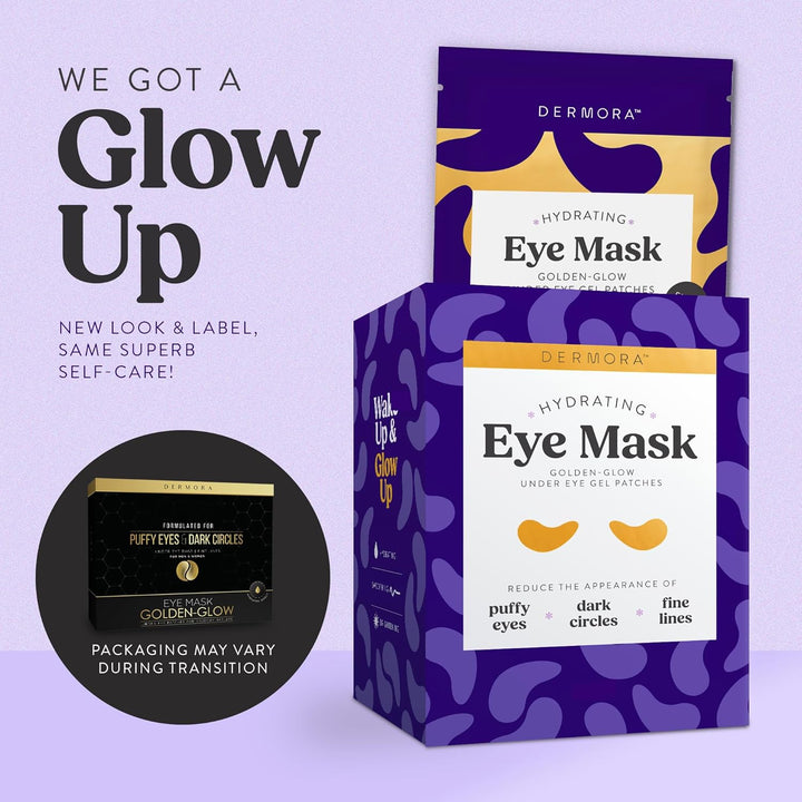 Golden Glow under Eye Patches | Rejuvenating Treatment | Dark Circles, Puffy Eyes, Refreshing, Revitalizing, Travel, Wrinkles | 20 Pairs Eye Gels
