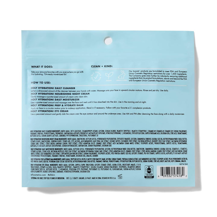 SKIN Holy Hydration! Jet Set Hydration Kit, Travel Friendly Hydrating Skincare Set, Face Cleanser, Balm, Moisturizer, Eye Cream & Night Cream, Vegan & Cruelty-Free