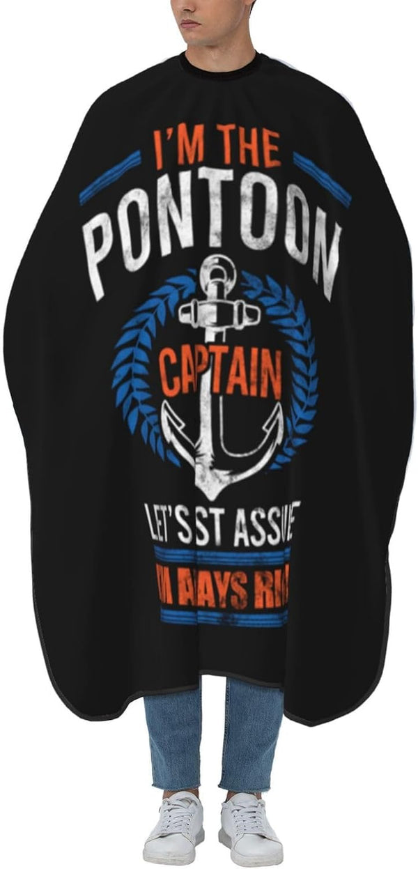 Retro Pon-Toon Boat Cap-Tain Owner Boa-Ting Funny Gifts Professional Salon Cape with Snap Closure for Hair Cutting Barber Hairdressing 55 X 66 Inches