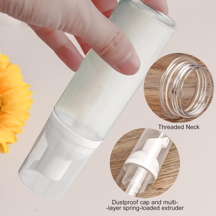 2Oz Plastic Foam Pump Bottle, Empty Bottle Travel Foaming Dispenser for Hand Soap, Shampoo (2Pcs, 60Ml)