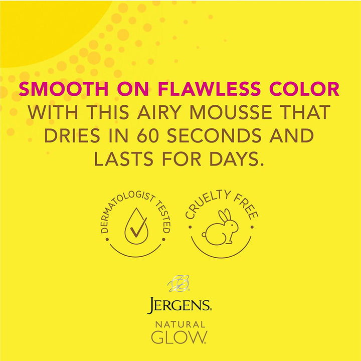 Natural Glow Instant Sun Body Mousse, Self Tanner for Light Bronze Tan, Sunless Tanning Body Bronzer for Natural Looking Color Instantly, 6 Oz