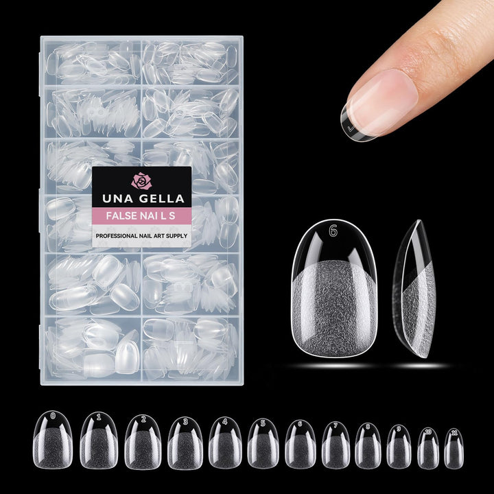 Short Almond Nail Tips, 312Pcs Short Almond Gel Nail Tips Shape Pre Etched Press on Nails Clear Acrylic Fake Nails No C Curve for Full Cover Nails Extension Home Art DIY Salon 12 Sizes