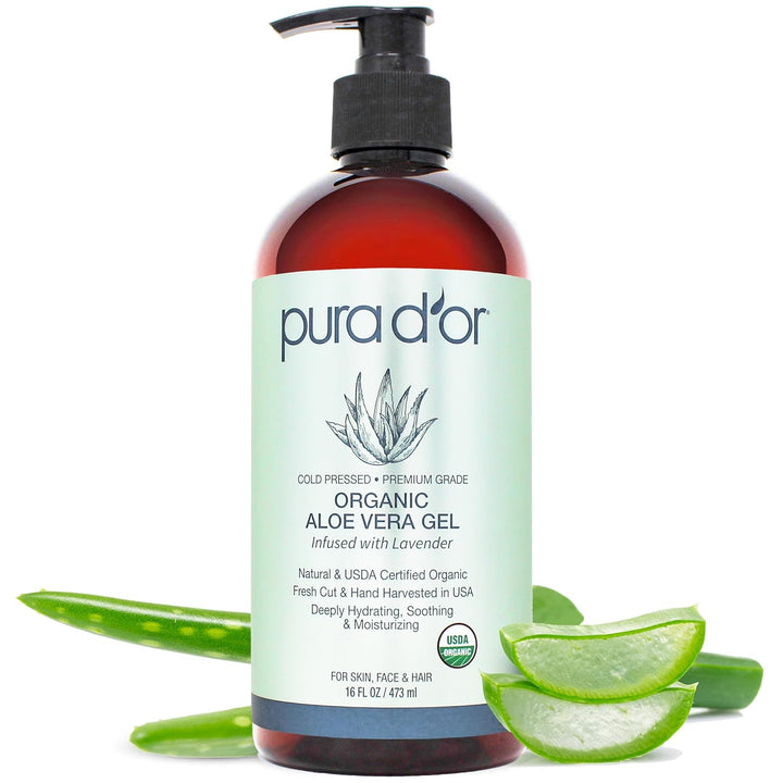 16 Oz ORGANIC Aloe Vera Gel - Unscented - All Natural - ZERO Artificial Preservatives - Deeply Hydrating & Moisturizing - Sunburn, Bug Bites, Rashes, Small Cuts, Eczema Relief - Skin & Hair