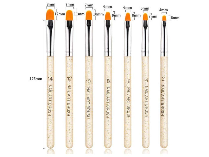 7Pcs Uv Gel Nail Brush, Poly Extension Gel Brush, Nail Art Tips Builder Painting Pen Set(No.2/4/6/8/10/12/14)