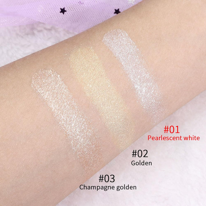 Pearl White Silver Face Highlighter Makeup, White Shimmer Glitter Diamond Sparkly Highlighters Makeup Eyeshadow Palette Powder for Face Body Cheek Skin, Inner Corner Eye Highlighter Make up 01