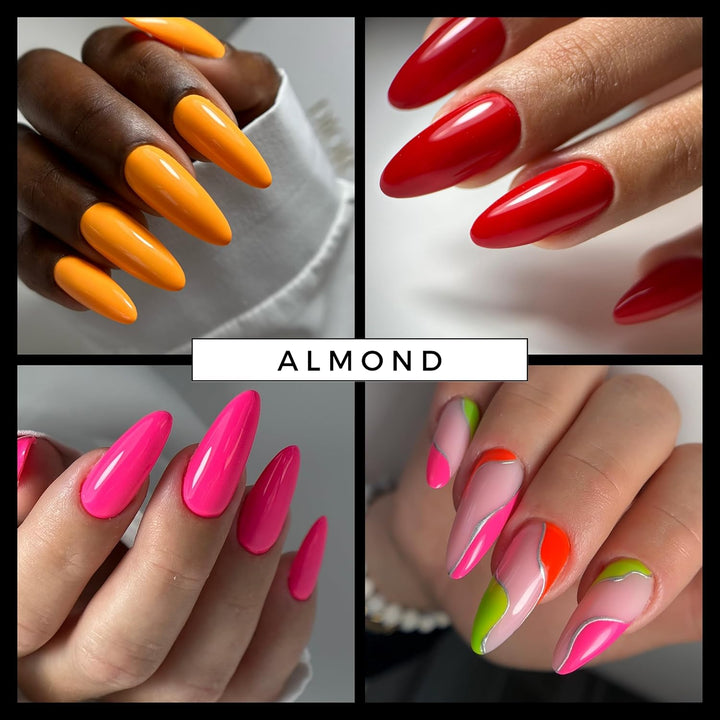 Dual Nail Forms ALMOND Extension Structure Poly Gel Nail Forms Full Cover Molds 12 Sizes for Solid Gel Glue Art Design Salon&Diy