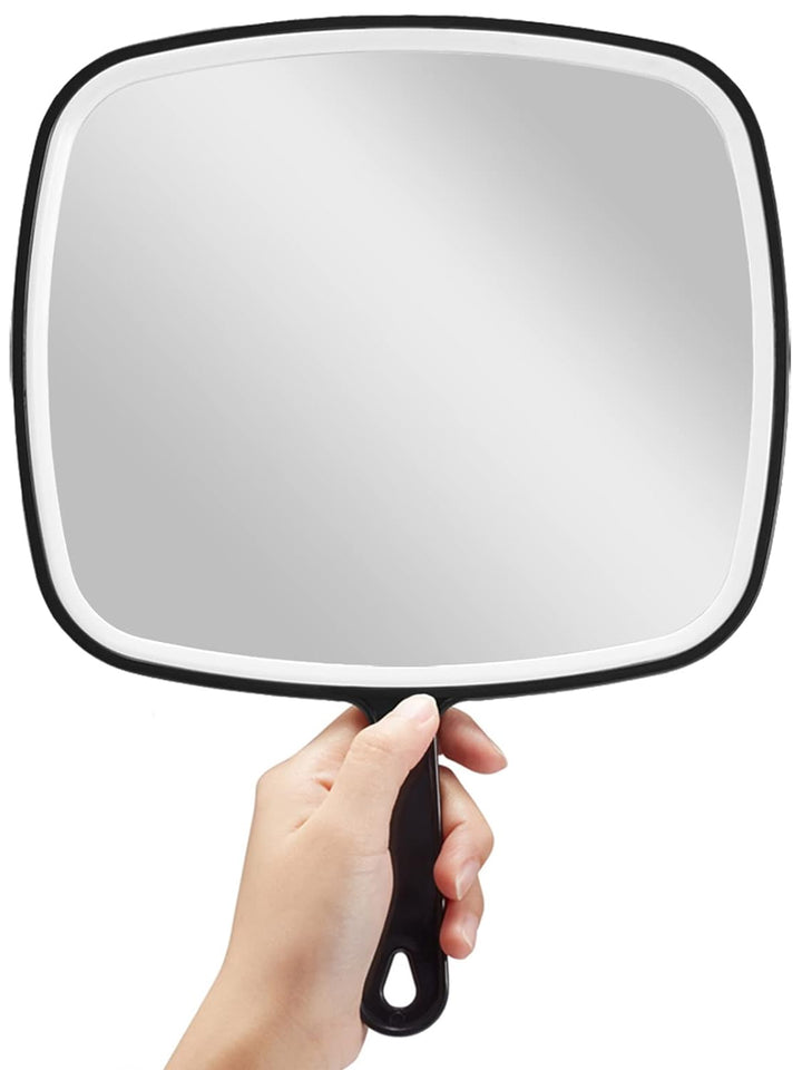 Hand Mirror, Black Handheld Mirror with Handle, 6.6" W X 9.2" L