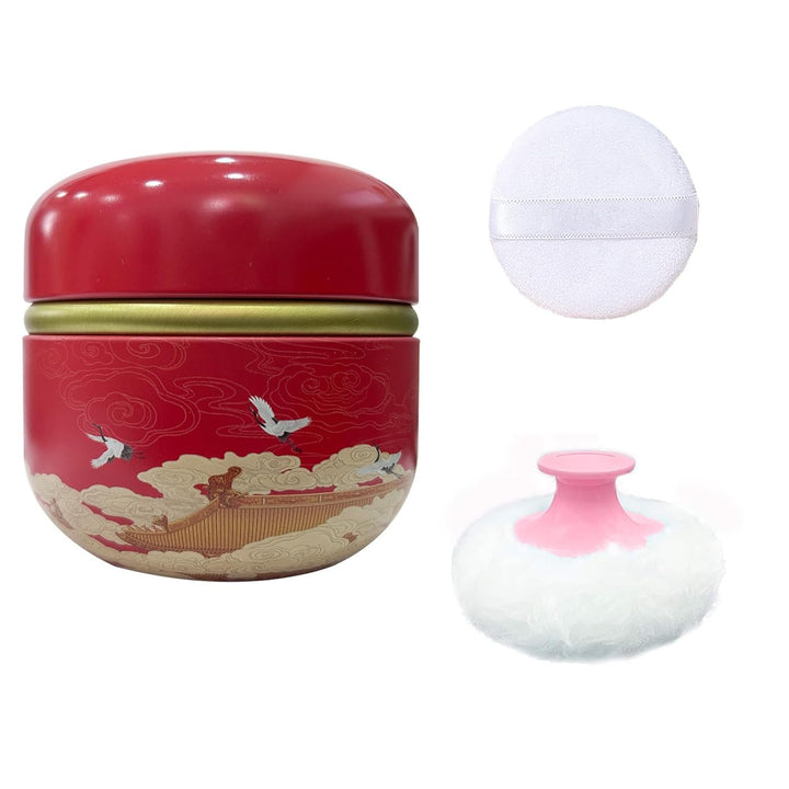 Body Powder Puff and Container for Dusting Powder, Women Powder Puff and Powder Case for Bath and Travel (Romantic Flowers)