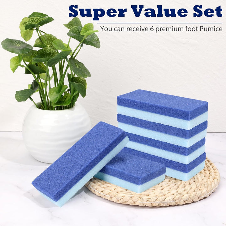 6 Pack Foot Pumice Stone for Feet Callus Remover,  Pedicure Tools for Feet, Foot Exfoliator and Foot Scrubber Dead Skin Remover Cracked Heel Repair (6-Blue)
