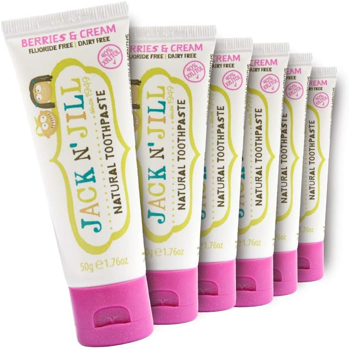 Natural Toothpaste for Kids - Fluoride Free Toothpaste, Safe to Swallow, 40% Xylitol, BPA Free - 1.76 Oz (Variety Pack of 5)