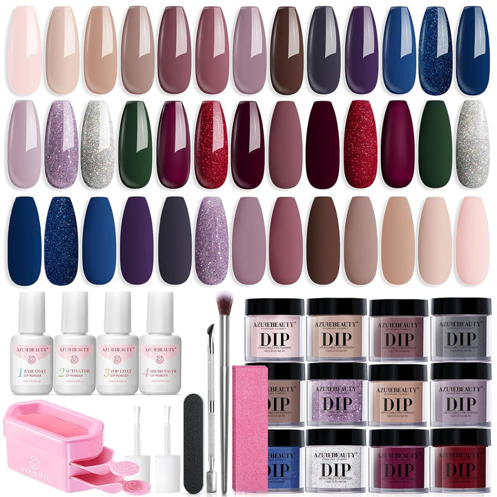 Dip Powder Nail Kit Starter Color Changing Glitter 20 Colors Magic Special Effect Dipping Powder Liquid Set with Base/Top Coat Activator for French Nails Manicure DIY Salon